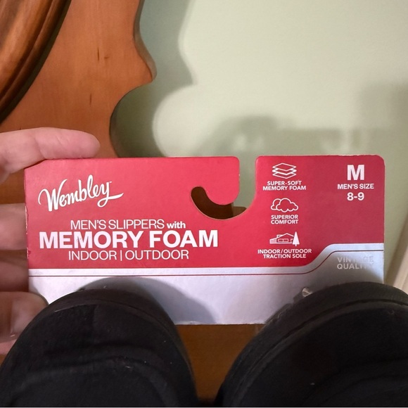 New Black Suede memory foam moccasin slippers men’s - Picture 8 of 8